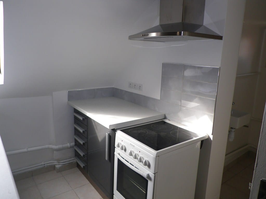 Cuisine après travaux, Rénovation appartement à Gare d’Asnières sur Seine de 25m²
