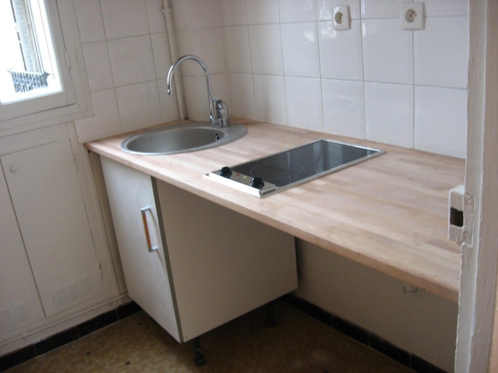 Cuisine après travaux, Rénovation appartement de 30m2 au quartier des Batignolles PARIS 75017