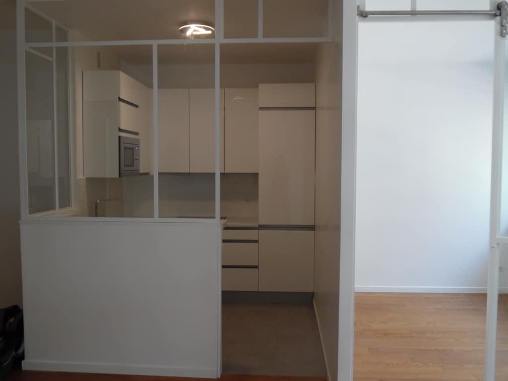 Cuisine après travaux, Rénovation appartement PARIS 75016 quartier Ranelagh-Jasmin de 58 m2