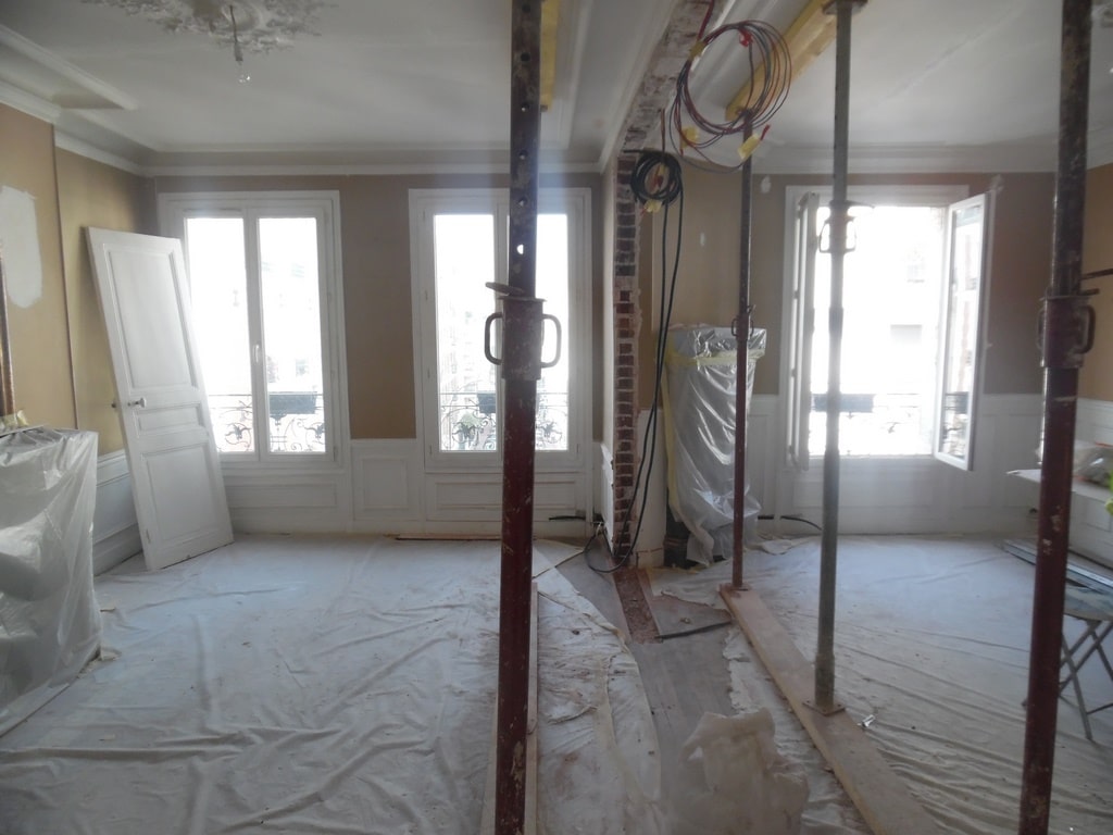 Salon avant travaux, Rénovation appartement LEVALLOIS PERRET 92300 quartier Louise michel de 65 m2