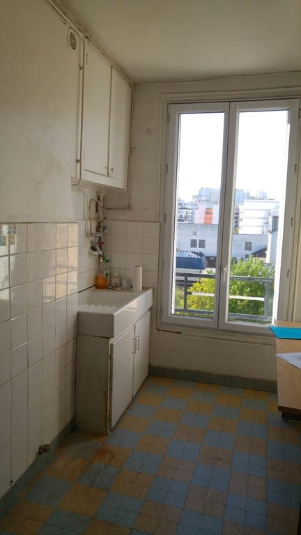 Cuisine avant travaux, Rénovation appartement quartier gare de Courbevoie 92400 de 40 m2