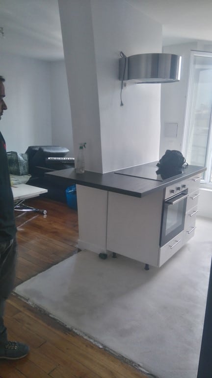 Cuisine après travaux (vue 2), Rénovation appartement quartier gare de Courbevoie 92400 de 40 m2