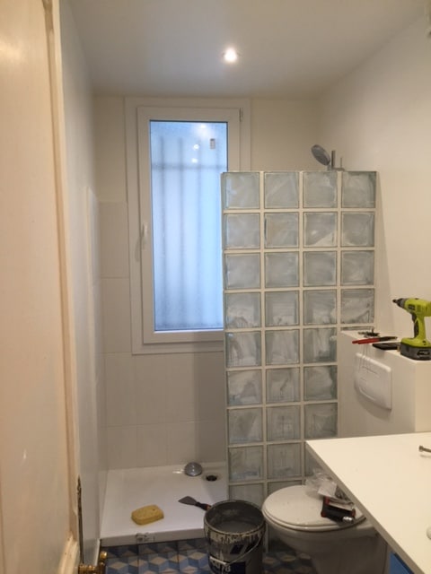 Salle de bain après travaux, Rénovation appartement Boulogne Jean Jaures 92100 de 52 m2