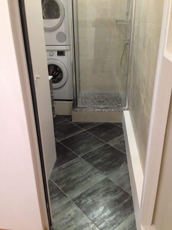 Salle de bain après travaux, Rénovation appartement quartier Nation à PARIS 75020 de 50 m2
