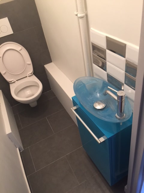 Salle de bain après travaux, Rénovation appartement VANVES 92170 de 70 m2