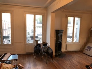 Salon après travaux, Rénovation appartement LEVALLOIS PERRET 92300 quartier Louise michel de 65 m2