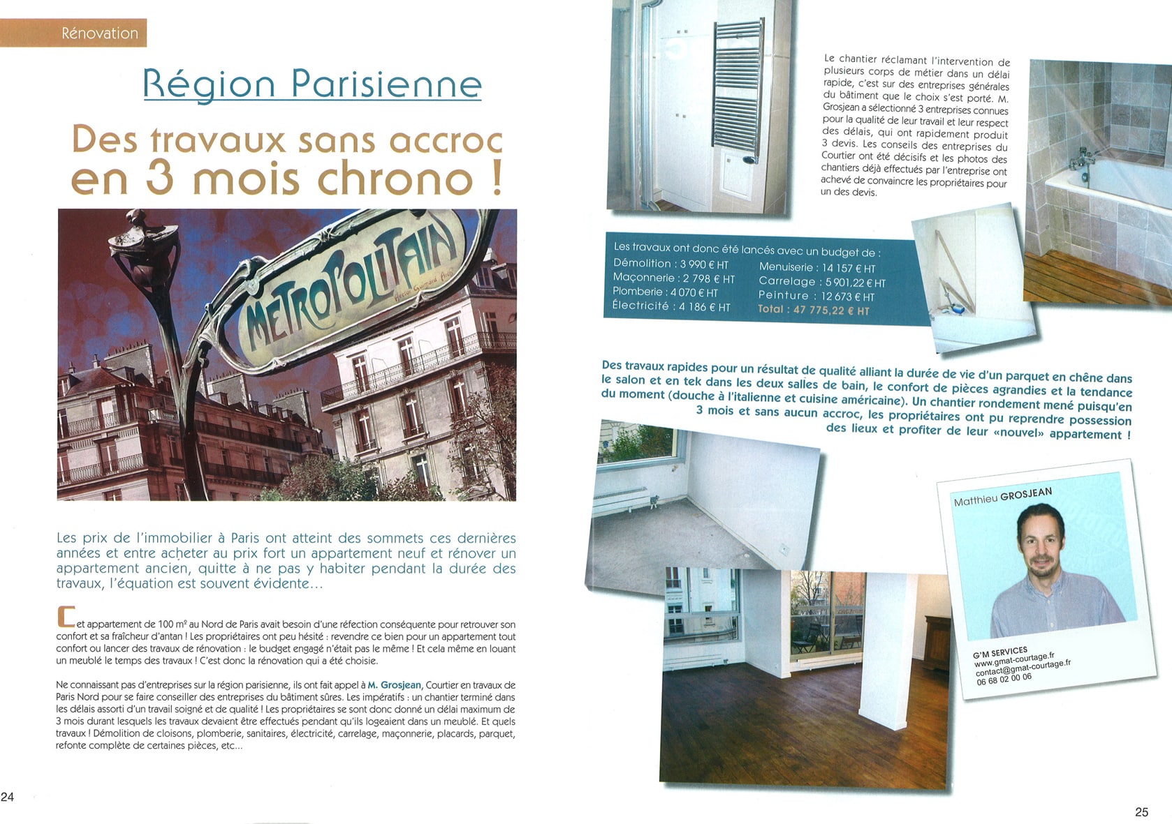 Des travaux sans accroc en 3 mois chrono pour un appartement à Paris de 100m2 !